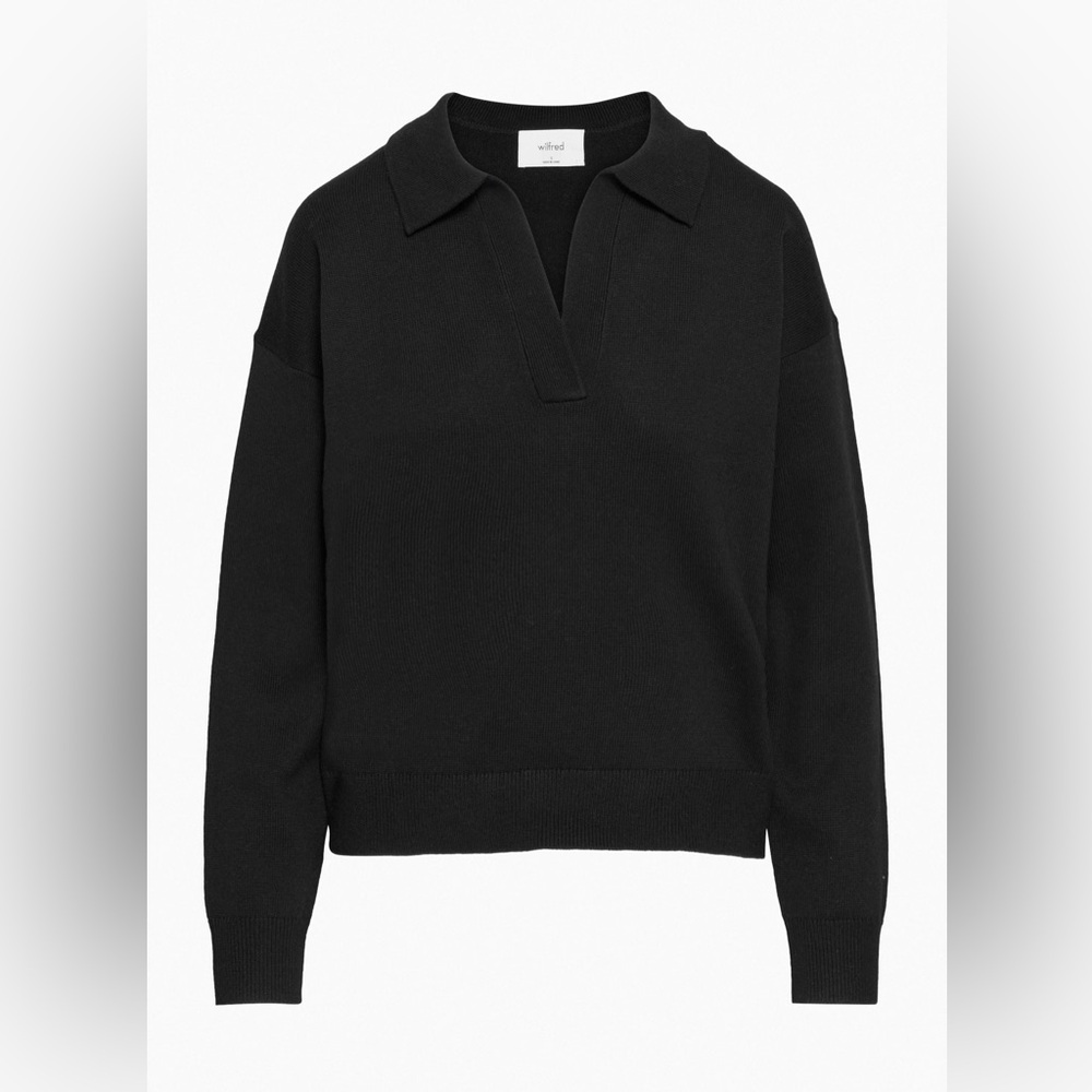 Aritzia Black Collared Knit Sweater